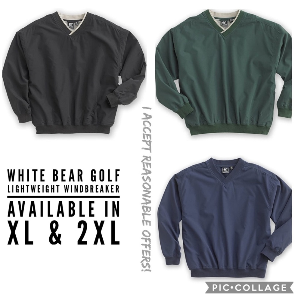 GOLF WINDBREAKER White Bear 2XL lightweight V-neck 1 hunter green & 1 navy